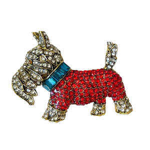 Vintage Inspired Crystal Schnauzer Brooch